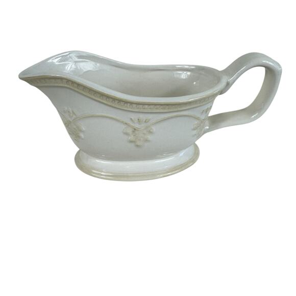 The Pioneer Woman Farmhouse Lace Linen Stoneware Gravy Boat - Picture 1 of 4